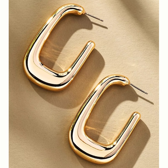 New! Anthropologie Gold Mod Square Hoop Earrings (2001) NWOT - Picture 2 of 7